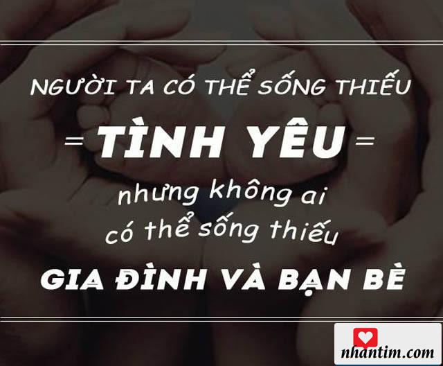 Người ta có thể sống thiếu tình yêu nhưng không ai có thể sống thiếu gia đình và bạn bè