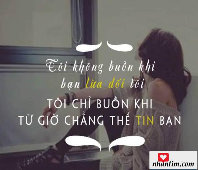 Tôi không buồn khi bạn lừa dối tôi. Tôi chỉ buồn khi từ giờ chẳng thể tin bạn