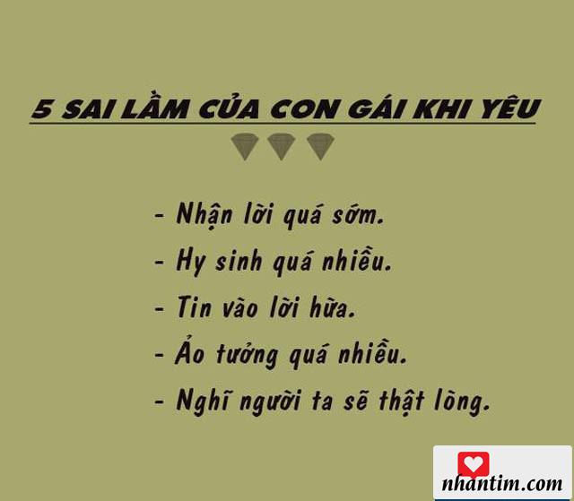 5 sai lầm của con gái khi yêu