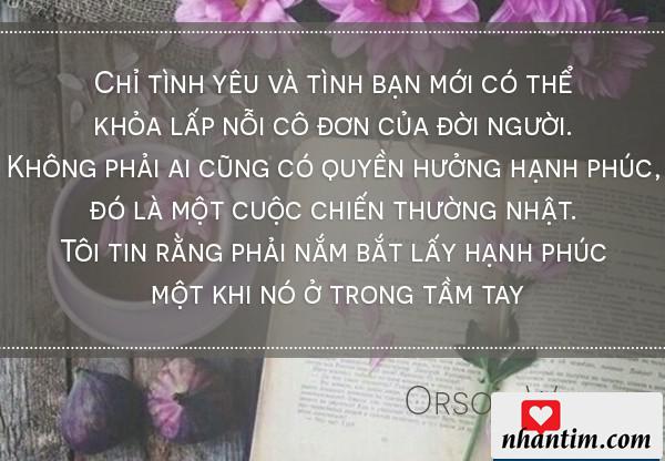 Chỉ tình bạn và tình yêu mới có thể khỏa lấp nỗi cô đơn của đời người