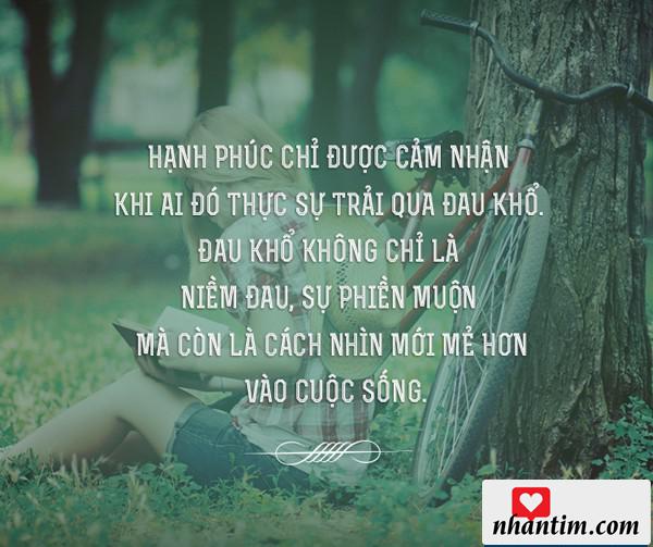 Hạnh phúc chỉ được cảm nhận khi ai đó thực sự trải qua đau khổ. Đau khổ không chỉ là niềm đau, sự phiền muộn mà còn là cách nhìn mới mẻ hơn vào cuộc sống