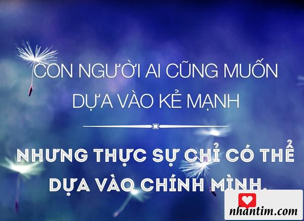 Con người ai cũng muốn dựa vào kẻ mạnh, nhưng thật sự chỉ có thể dựa vào chính mình