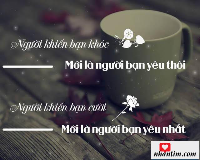 Người khiến bạn khóc mới là người bạn yêu. Người khiến bạn cười mới là người bạn yêu nhất