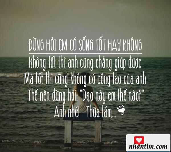 Đừng hỏi em là có sống tốt hay không? Không tốt thì anh cũng chẳng giúp được, mà tốt thì không có công lao của anh