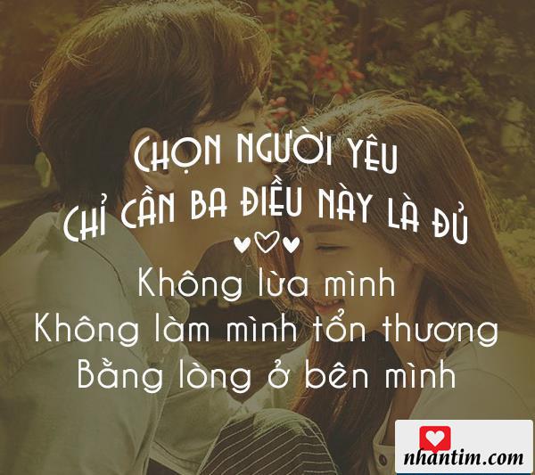 Chọn người yêu chỉ cần ba điều này là đủ