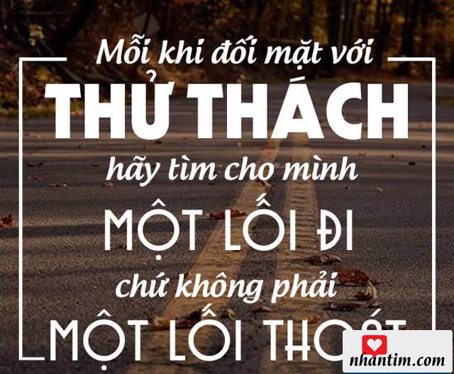 Mỗi khi đối mặt với thử thách, hãy tìm cho mình một lối đi chứ không phải một lối thoát