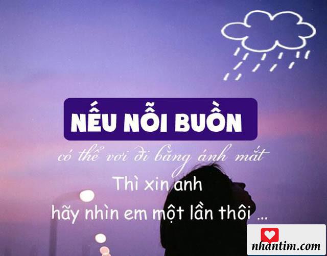 Nếu nỗi buồn có thể vơi đi bằng ánh mắt, thì xin anh hãy nhìn em một lần thôi