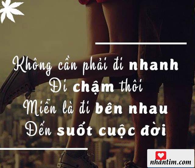 Không cần phải đi nhanh, đi chậm thôi, miễn là đi bên nhau, đến suốt cuộc đời