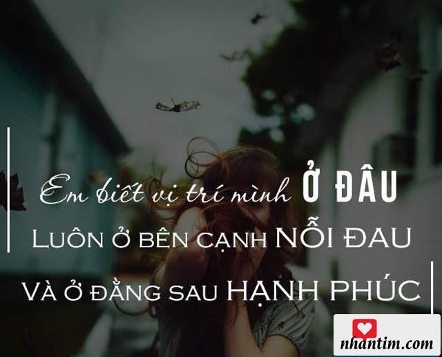 Em biết vị trí mình ở đâu, luôn ở bên cạnh nỗi đau và ở đằng sau hạnh phúc