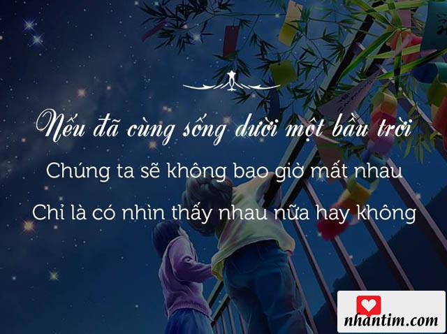 Nếu đã cùng sống dưới một bầu trời, chúng ta sẽ không bao giờ mất nhau, chỉ là có nhìn thấy nhau nữa hay không?