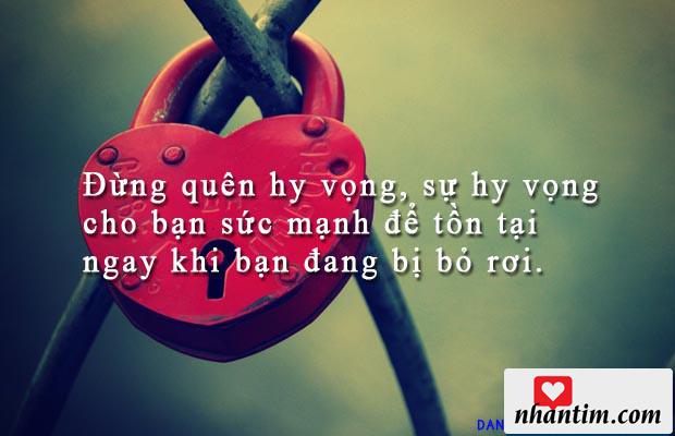 Đừng quên hy vọng, sự hy vọng cho bạn sức mạnh để tồn tại ngay khi bạn đang bị bỏ rơi.