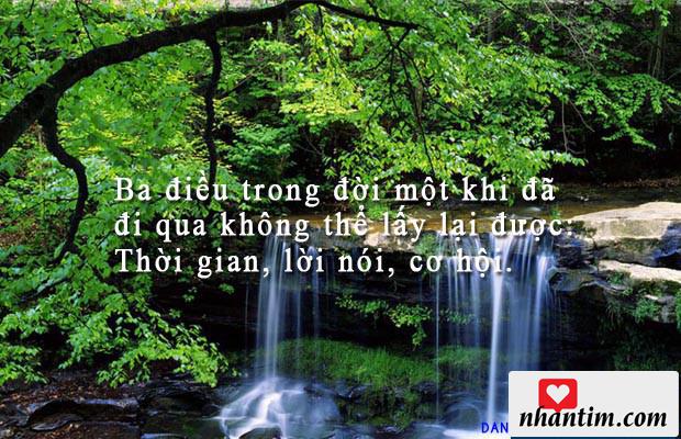 Ba điều trong đời một khi đã đi qua không thể lấy lại được: Thời gian, lời nói, cơ hội.