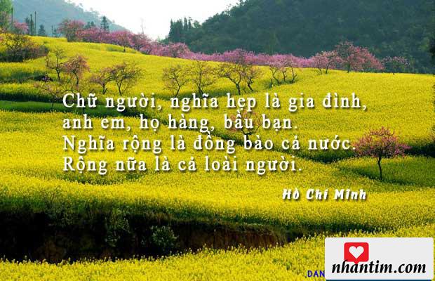 Chữ người, nghĩa hẹp là gia đình, anh em, họ hàng, bầu bạn. Nghĩa rộng là đồng bào cả nước. Rộng nữa là cả loài người.